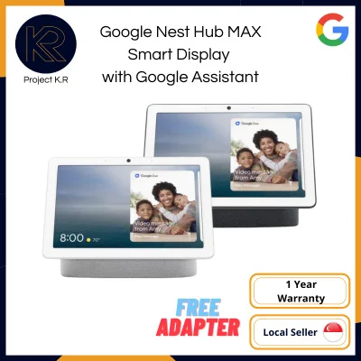Google Nest Hub MAX with Google Assistant (Chalk/Charcoal) Smart Home Assistant - 1 Year Warranty with FREE ADAPTER (AU SET)
