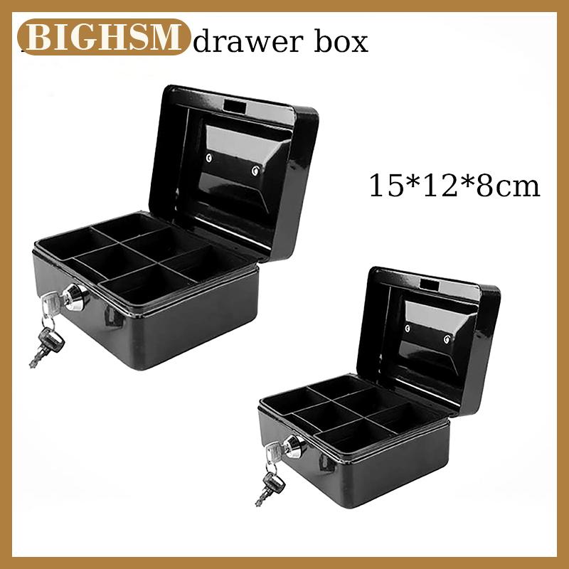 BIGHSM Tiền mặt hộp Đồng Xu Piggy ngân hàng tiền tổ chức tiền mặt hộp với khóa ngăn kéo tiền mặt hộp thu ngân Hộp An toàn