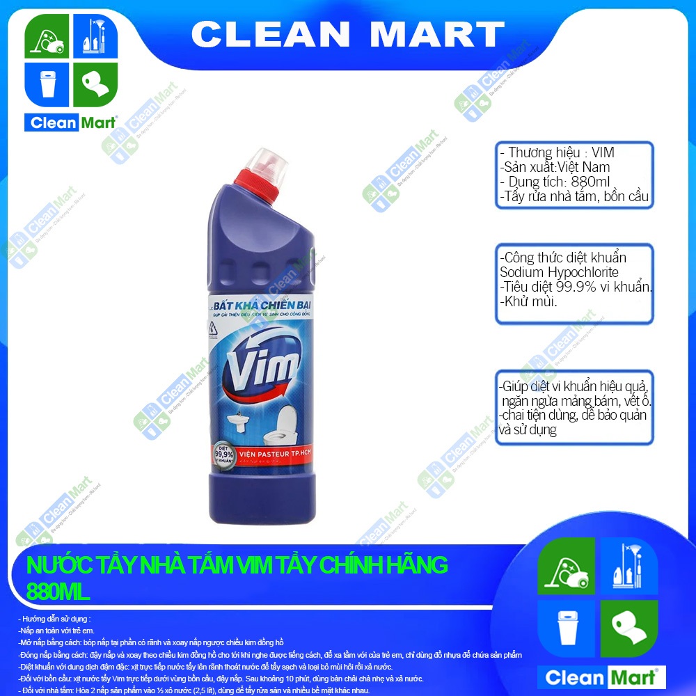 Nước Tẩy Nhà Tắm Vim Tẩy Chính Hãng 880ml - CLEAN MART