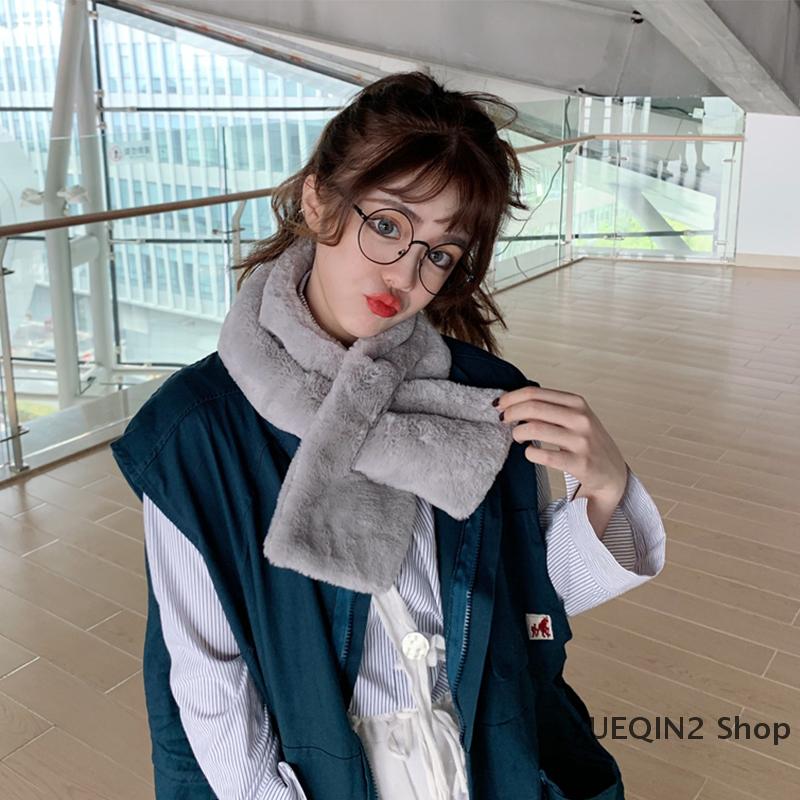 YUEQIN2 Shop Faux Thỏ Tóc Cổ Áo Phụ Nữ Mùa Đông Khăn Ấm Cổ Rắn Nữ Khăn Quàng Kết Thúc Tốt Đẹp Dày Mềm Bufanda Ngắn Lấy Trộm Windproof