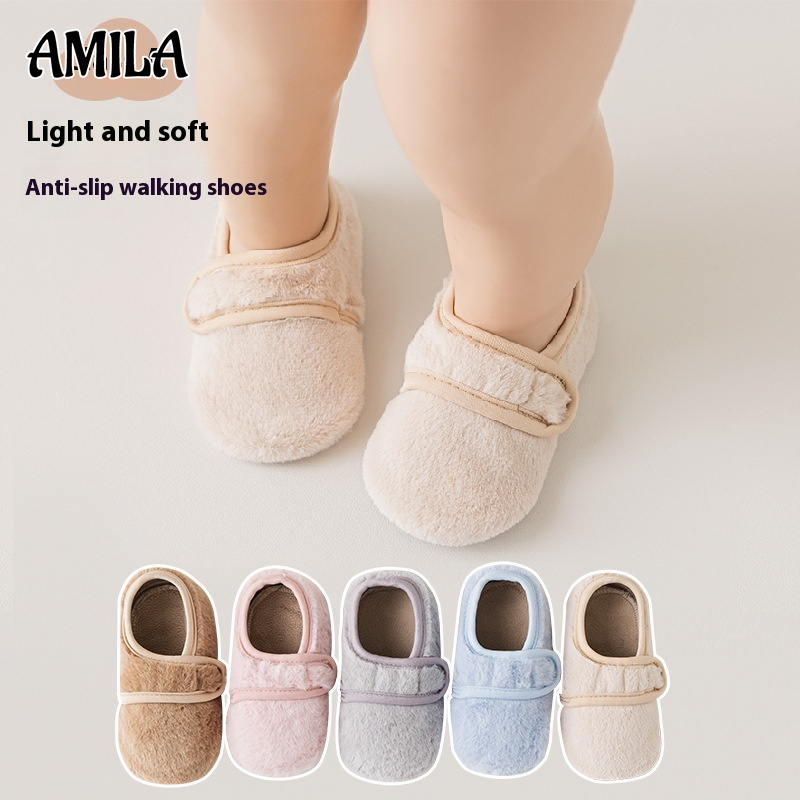 Amila giày cho trẻ mới biết đi em bé dày ấm chống trượt vớ phòng đế mềm phim hoạt hình