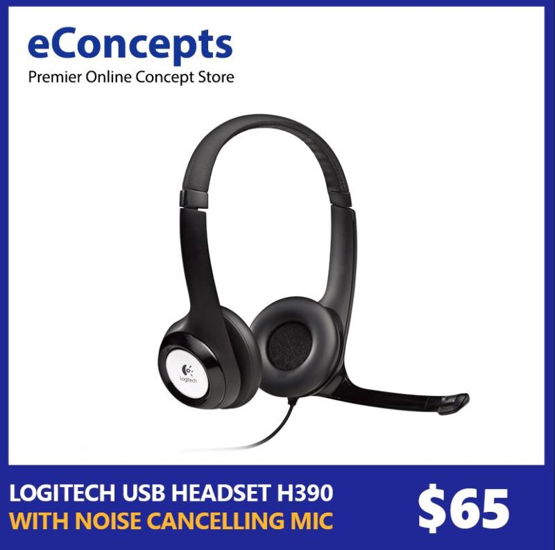 Logitech H390 USB Wired Headset with inline Audio Control Singapore