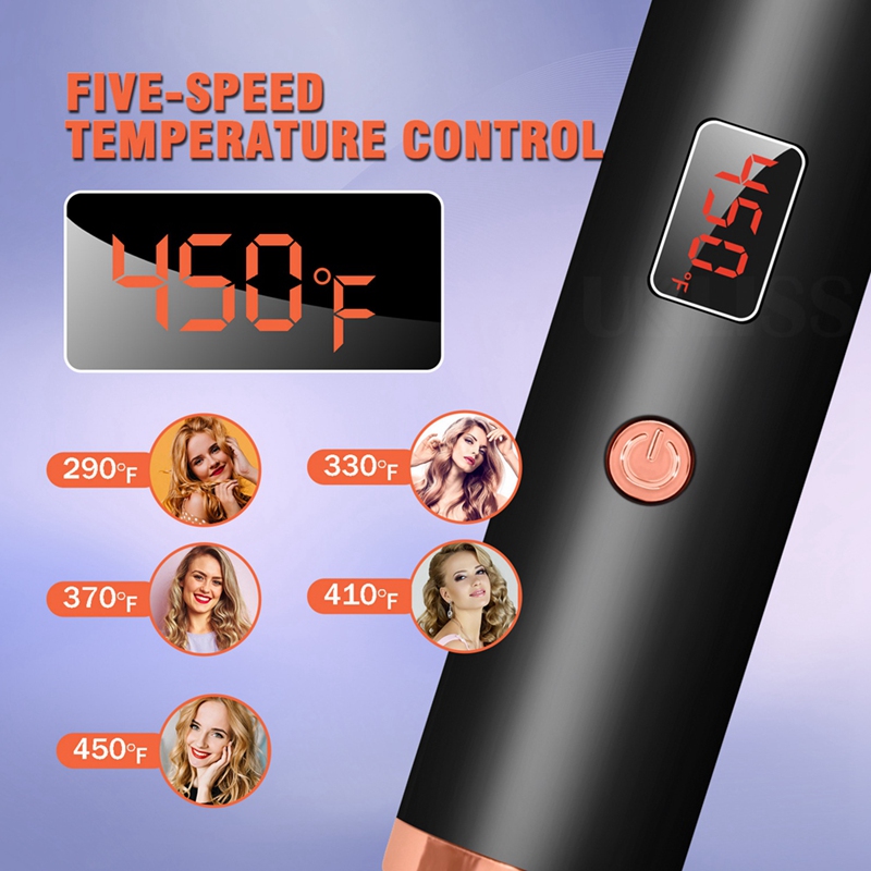 【Latest model】3in1 Ionic Hair Curler Straightener Professional Curling Iron Heated Hair Styling Brush Anti-Scald Thermal Brush - 2