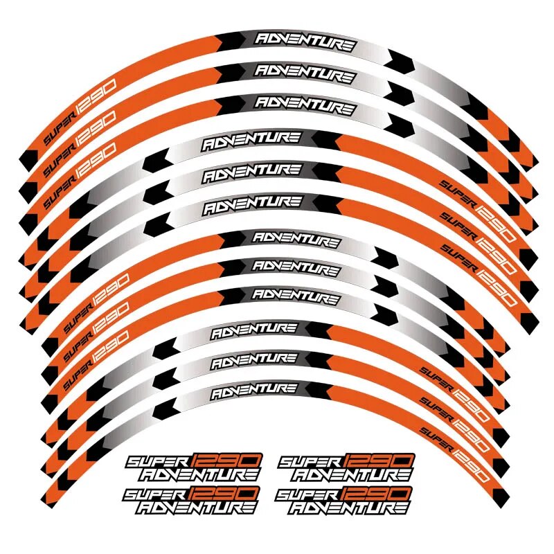 【Thriving】 Tùy Chỉnh Miễn Phí Giao Hàng bánh xe máy Sticker 12Pcs viền dày vành ngoài Sticker Sọc Bánh Xe Decals Cho Ktm Siêu 1290 Phiêu Lưu 2017