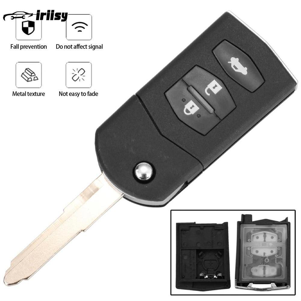 iriisy 2/3 Button Car Remote Key Fob Shell Case Folding Flip For Mazda 2 3 5 6 CX-7 / CX-9 / MX-5 With Uncut Blade Replacement ราคา 152 บาท*ส่งฟรี