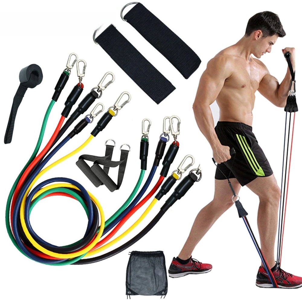 11 PCS Resistance Bands for Exercise Men - Workout Set, Pull Up Bands, Gym Accessories, Home Gym Equipment with Door Anchor, Ankle Straps, Handles Ideal for Yoga Pilates Abs Fitness Training Workout Band Resistance Band Loop Gym Bands Boys