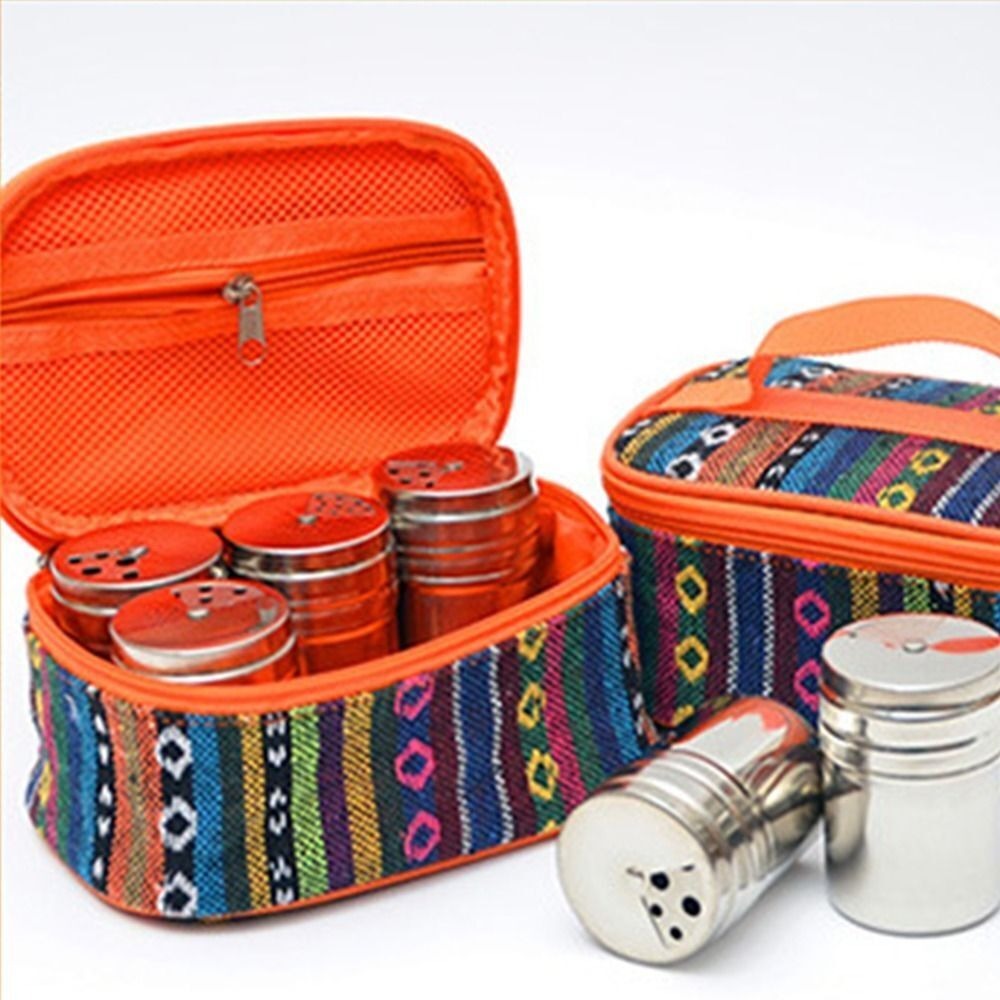OKDEALS Multi-functional Kitchen Seasoning Can Lightweight Outdoor Rotating Cover Spice Portable Jars Set