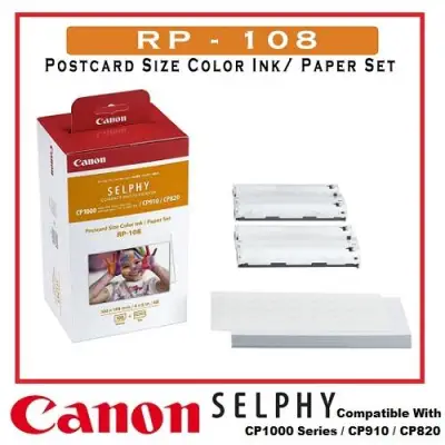 [AUTHENTIC] Canon RP108 / RP-108 High-Capacity Color Ink/Paper Set For CP1300 / CP910 / CP820