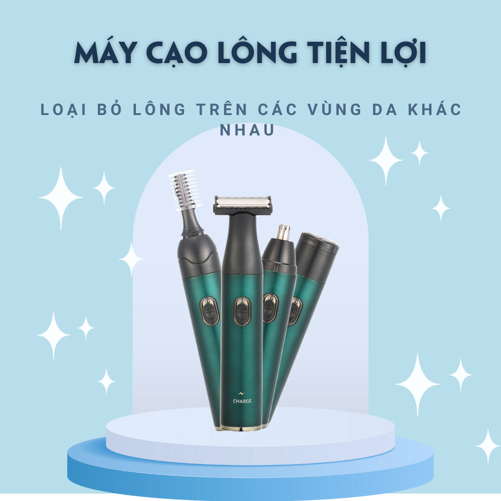 Combo máy cạo lông toàn thân đa năng 4 đầu thay thế cạo lông mặt, chân, tay, vùng bikini, nách, mũi tiện lợi CSSD106