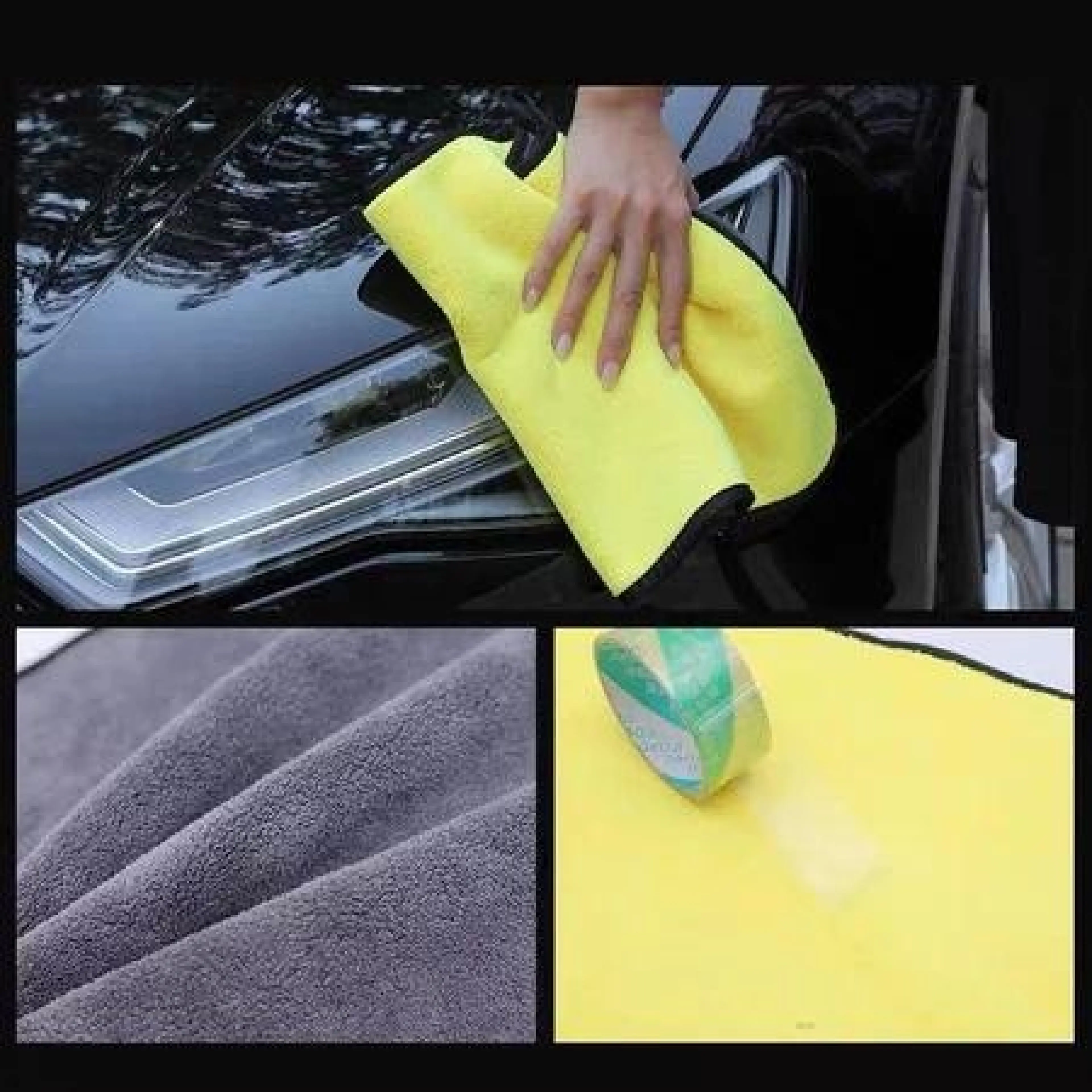 มี3สี ผ้าเช็ดรถ สินค้าคุณภาพ เกรดพรีเมี่ยม หนานุ่ม ซับน้ำไว(สีเหลืองเทา) ผ้าเช็ดเอนกประสงค์ ผ้าเช็ดพื้น