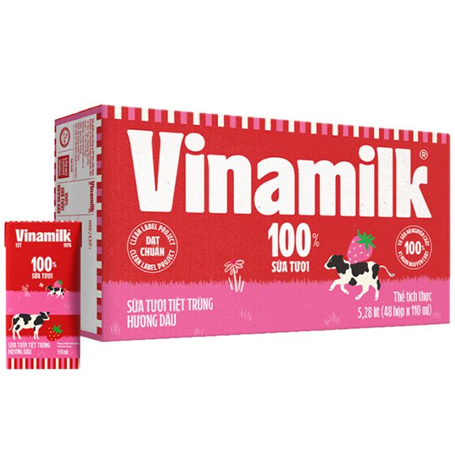 Thùng Sữa Tươi Vinamilk 100% 48 Hộp x 110ml