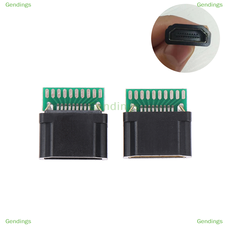 Gendings 1pcs 19pin nữ HDMI jack ổ cắm kết nối với PCB board hàn loại với