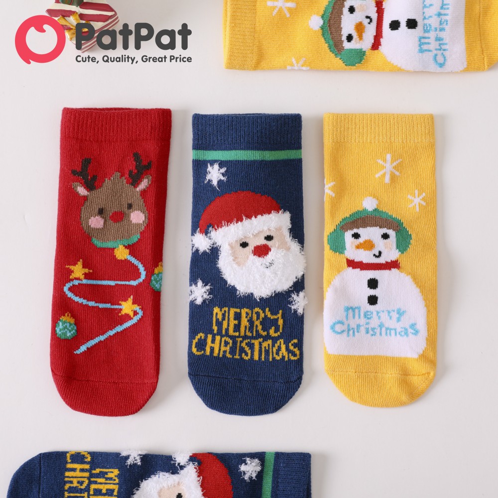 PatPat 3-pairs Baby Toddler Christmas Thermal Socks Set