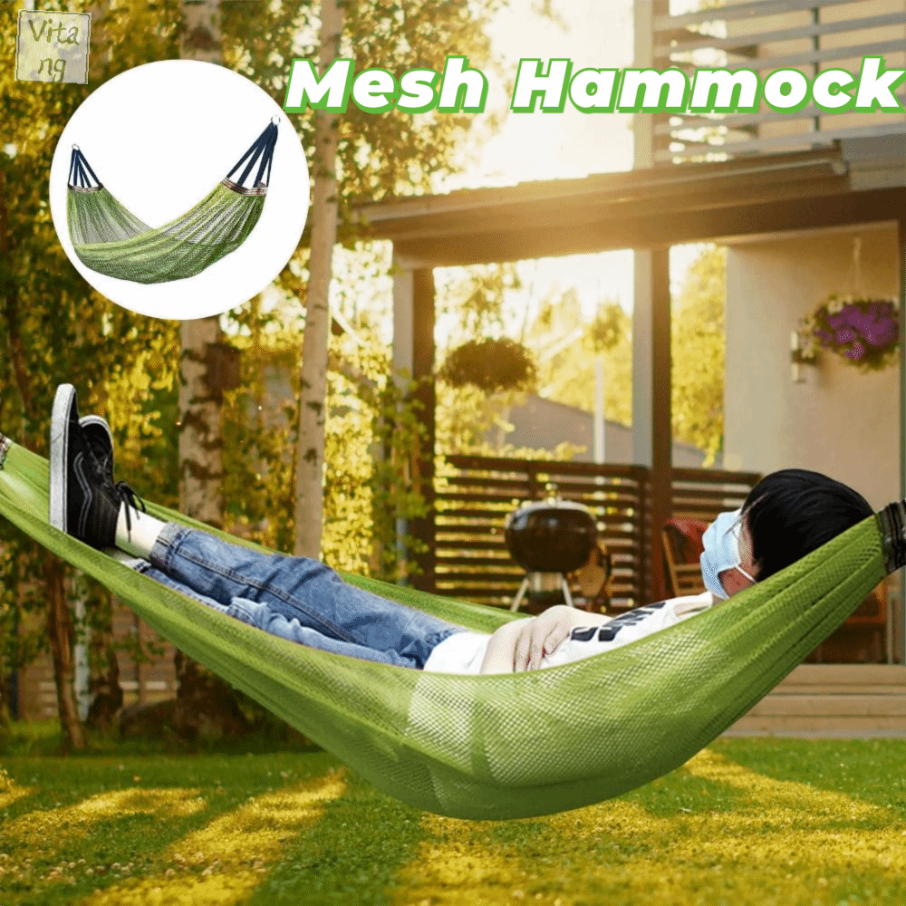 VITANG Di động Võng lưới Thoáng khí Làm mát Giường treo bằng lụa lạnh Dày hơn Có túi đựng Xích đu cắm trại ngoài trời Vườn