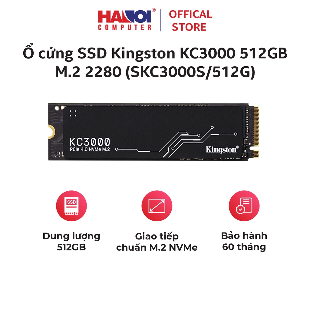 Ổ cứng SSD Kingston KC3000 512GB/1024GB NVMe M.2 2280 PCIe Gen 4 x 4 (Đọc 7000MB/s, Ghi 3900MB/s)