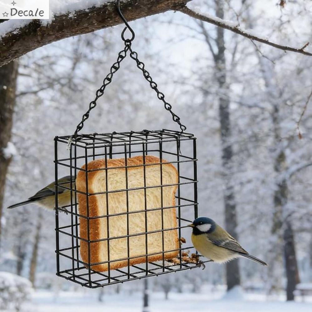 DECALE Dây kim loại Máng ăn cho chim Suet Ball Chống gỉ sét Hình vuông Máng ăn treo cho chim Di động Sắt Hộp đựng thức ăn cho chim Khu vườn ngoài trời