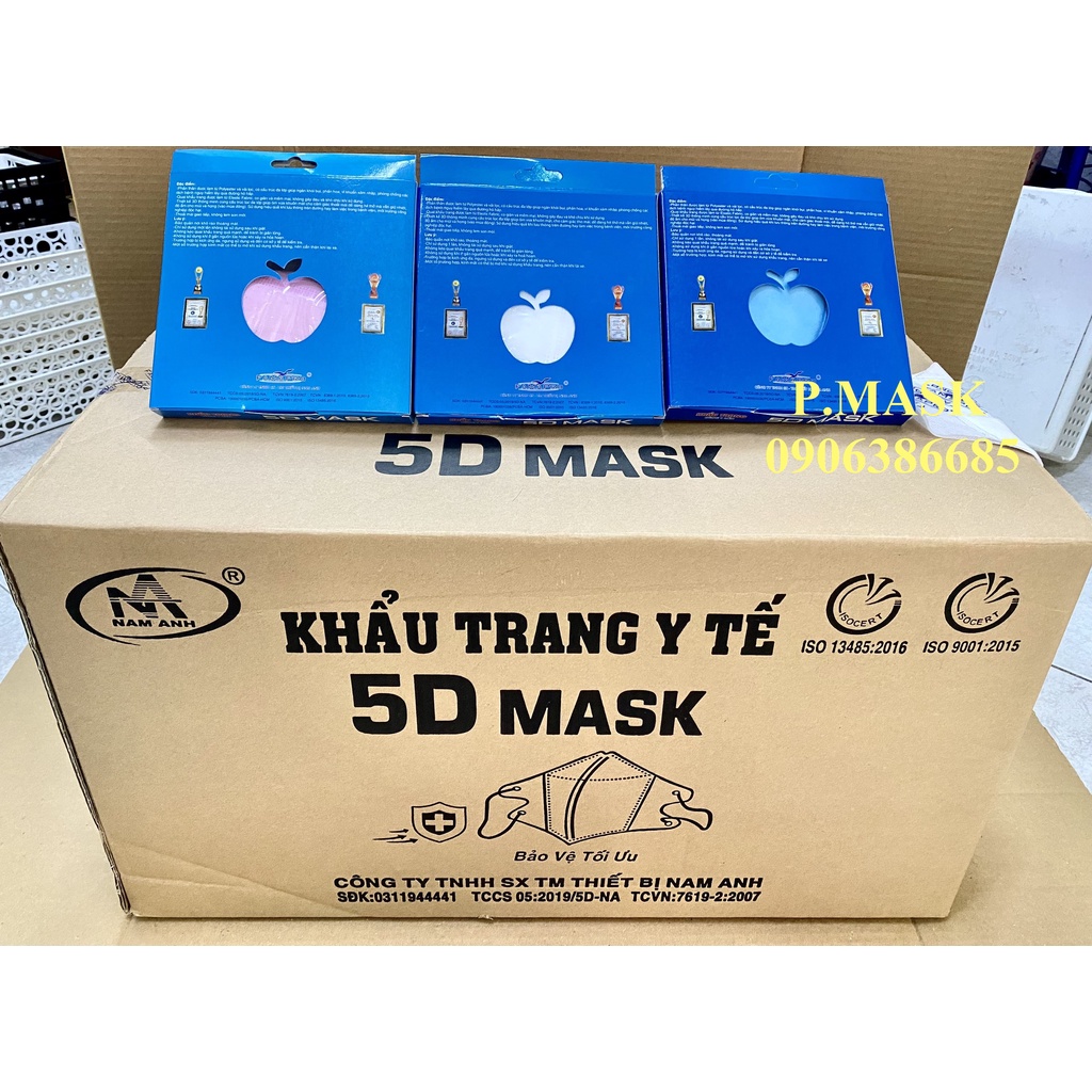 Combo 100 hộp khẩu trang 5D FAMAPRO thiết kế 3D Mask kháng khuẩn 10 cái
