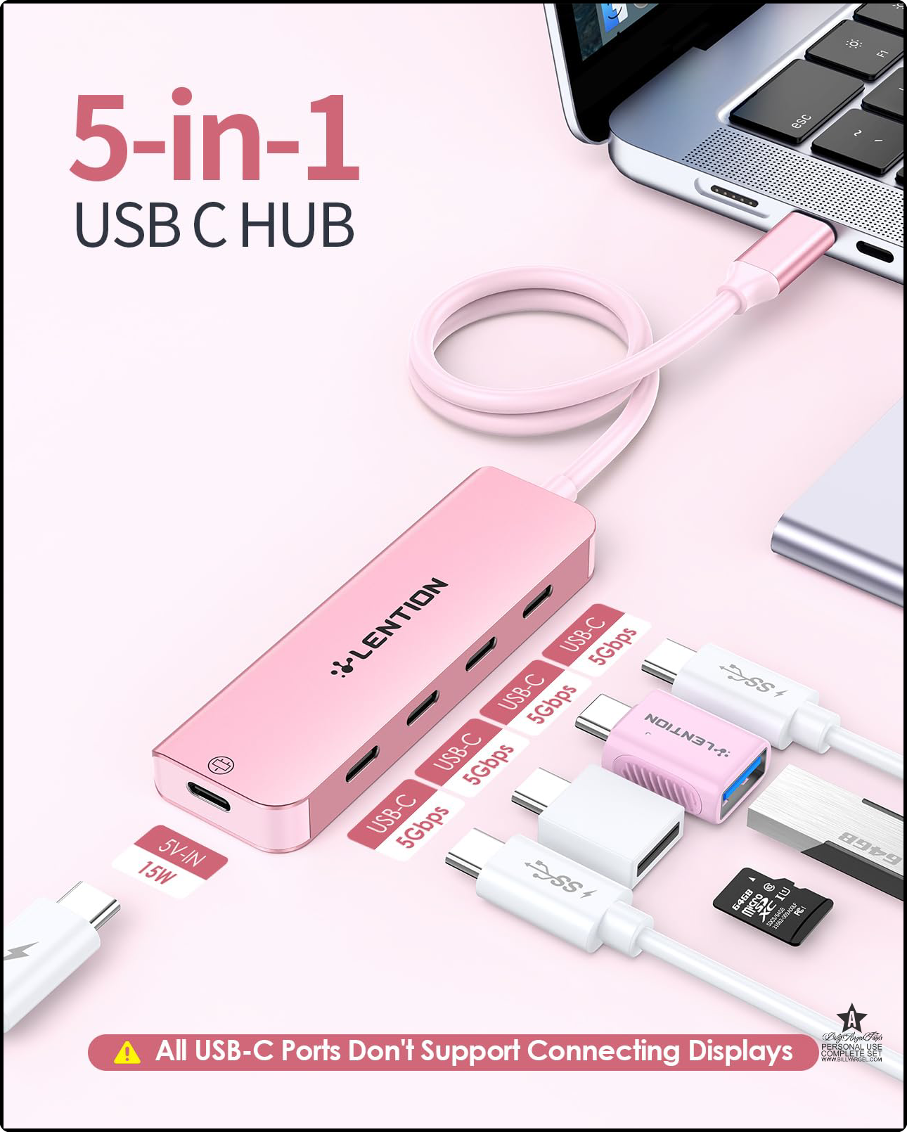 [9036] LENTION USB C HUB 2ft langes Cáp USB C Hub đa Bộ chuyển đổi cổng USB C Splitter MIT 4 cổng USB & Typ C Cổng netzteil Mac Air