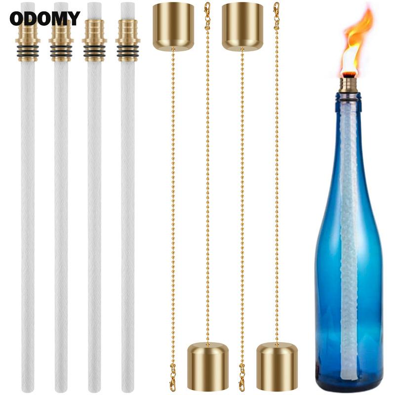 12Pcs đèn hình bình rượu Bộ Đèn Pin Bền Đèn pin Set Với 4 Ngọn Đuốc Wicks 4 Brass Torch Bấc Chủ Sở Hữu đèn hình bình rượu Đèn pin Cao Cấp đèn hình bình rượu đèn pin