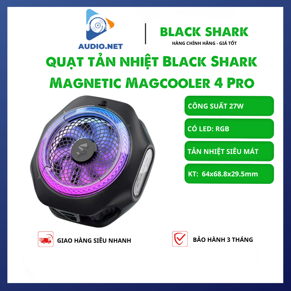 Quạt Tản Nhiệt Điện Thoại Làm Mát Black Shark Magnetic Magcooler 4 Pro 27W - Chính Hãng