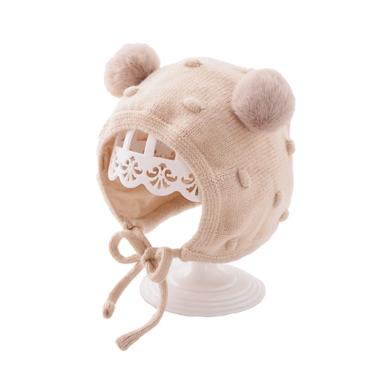 Aoligi Toy Store Soft Knitted Baby Winter Warm Hat Cute Pompom Kids Cap