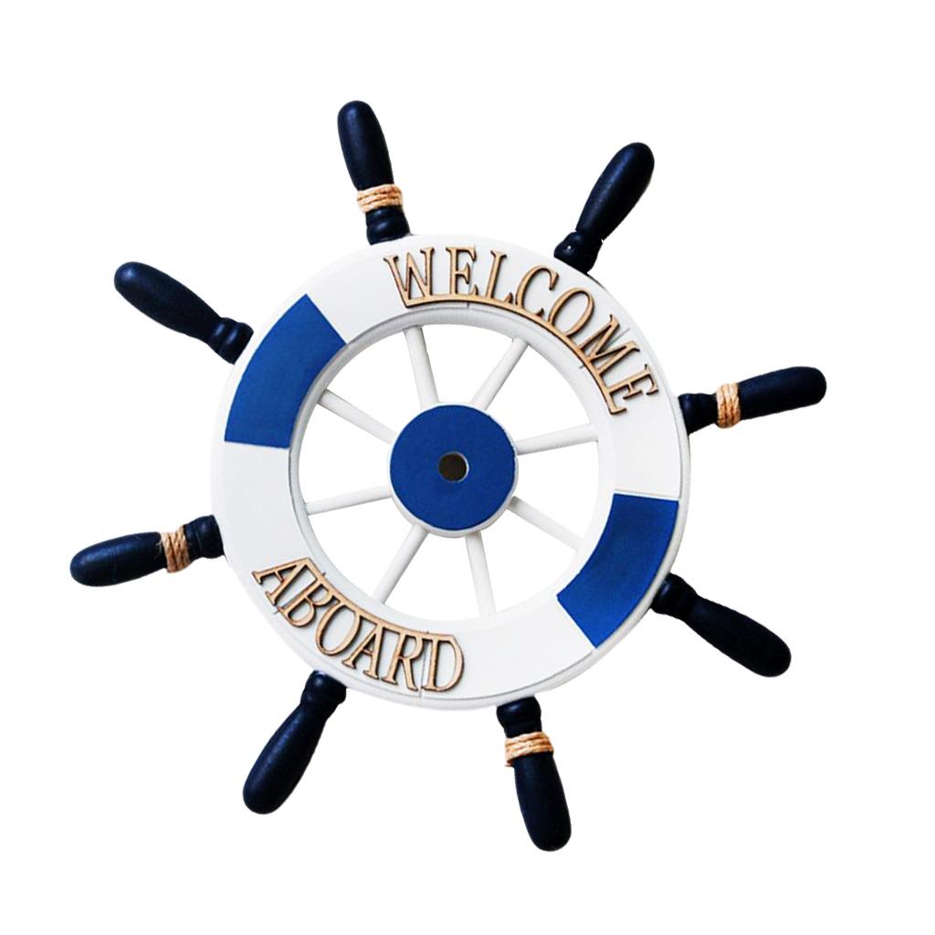 Baosity 32cm Home Wooden Beach boat Steering Wheel Bedroom decor ราคา 2,137 บาท*ส่งฟรี