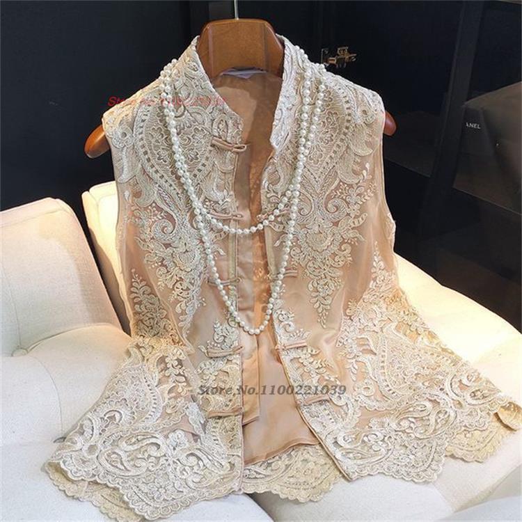 2023 Dân Tộc Gilet Quốc Gia Hoa Thêu Phụ Nữ Truyền Thống Cổ Điển Áo Ghi Lê Trung Quốc Phong Cách Tang Phù Hợp Với Phương Đông Ren Vest
