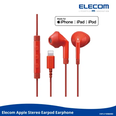ELECOM -Japan Brand- Apple Earphone Official MFI Certified Lightning Earphone with Mic for iPhone Xs Max / XR / X / 8 / 7 /8 Plus etc. EHP-LF10IMA Series
