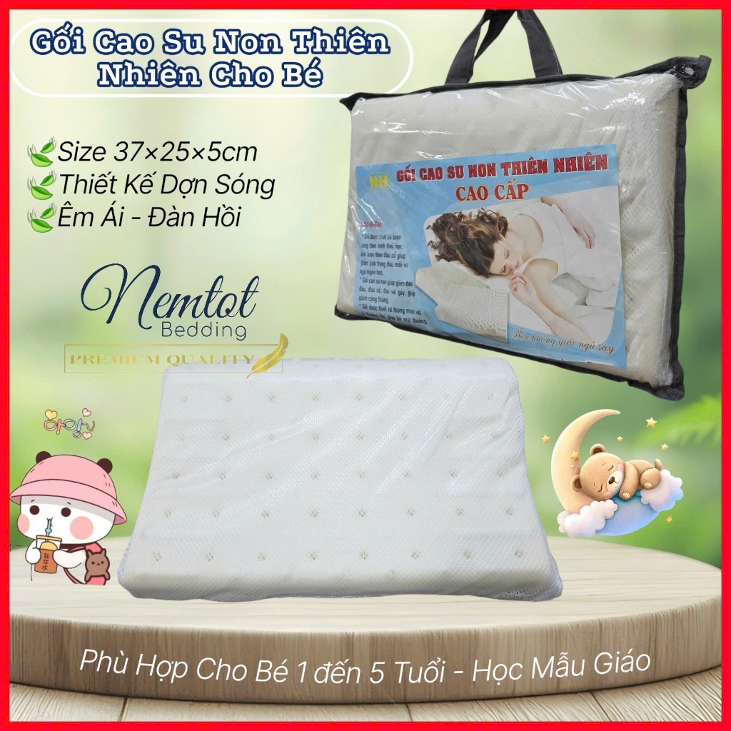 ☀️BÉ NGỦ SAY☀️Gối Nằm Cao Su Non Thiên Nhiên Cho Bé Nằm Thoáng Mát Êm Ái Đàn hồi - Nemtot Bedding