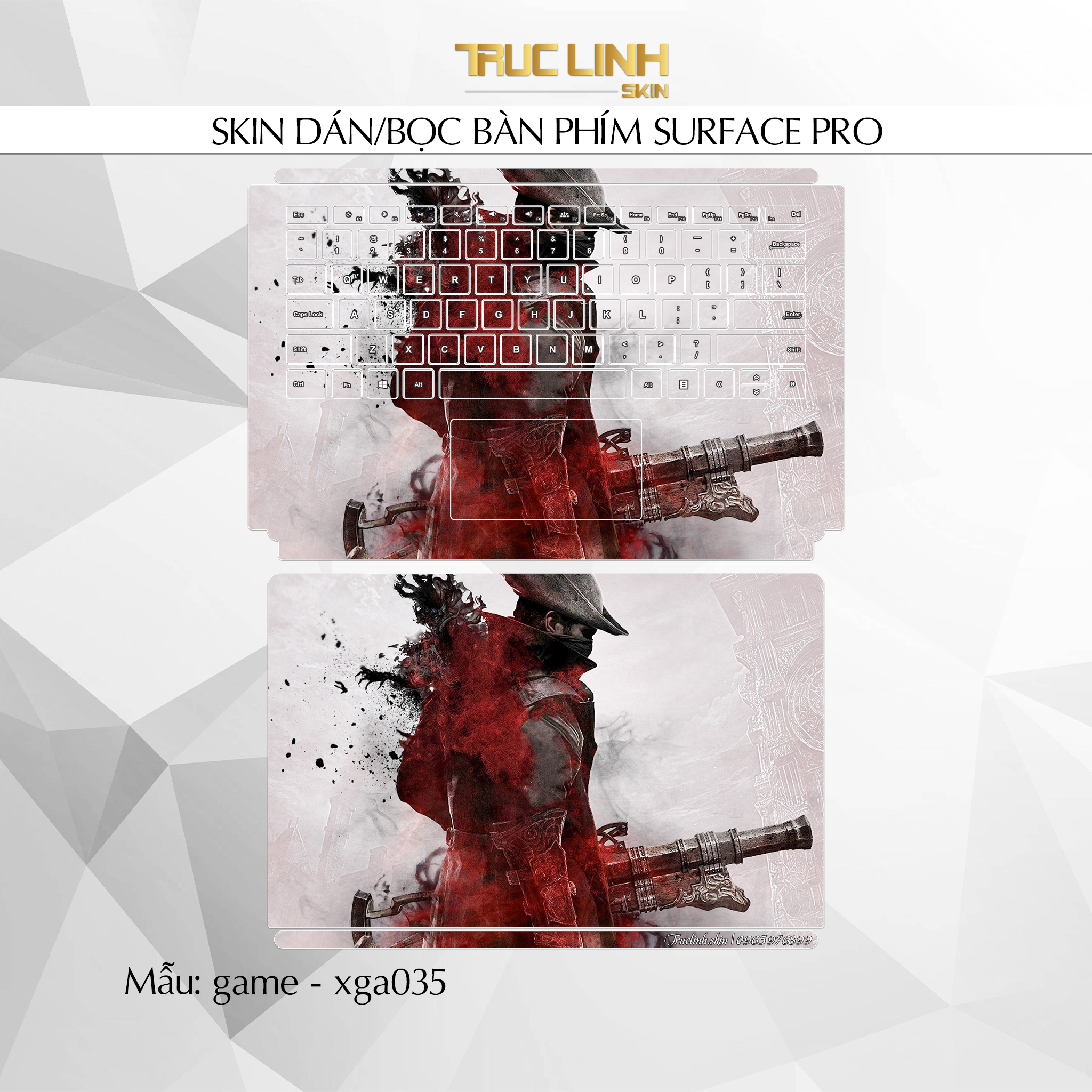 Bộ skin dán phím Surface Pro 3, 4, 5, 6, 7, 8, 9, X, Go... mẫu game - xga035