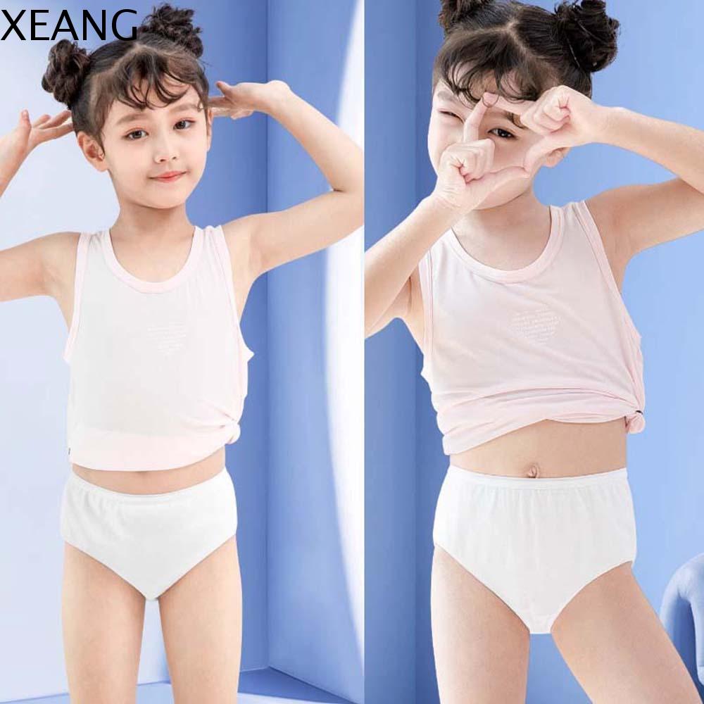 XEANG 5pcs/set Thoáng khí Quần lót trẻ em dùng một lần Trắng Bông Quần lót tam giác du lịch Di động Đồ Lót Bé gái