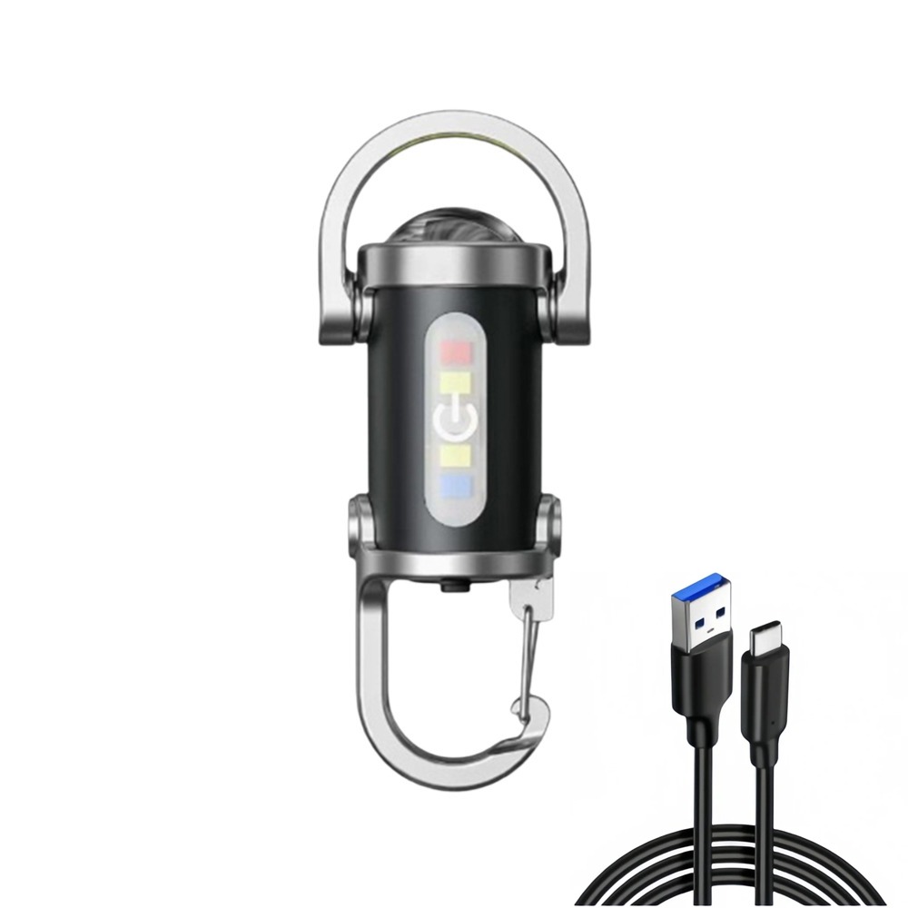 GOUPDO USB Rechargeable Keychain Flashlights Ultra Bright Mini Work Light with RedBlue Light Portable Camping Lantern Outdoor