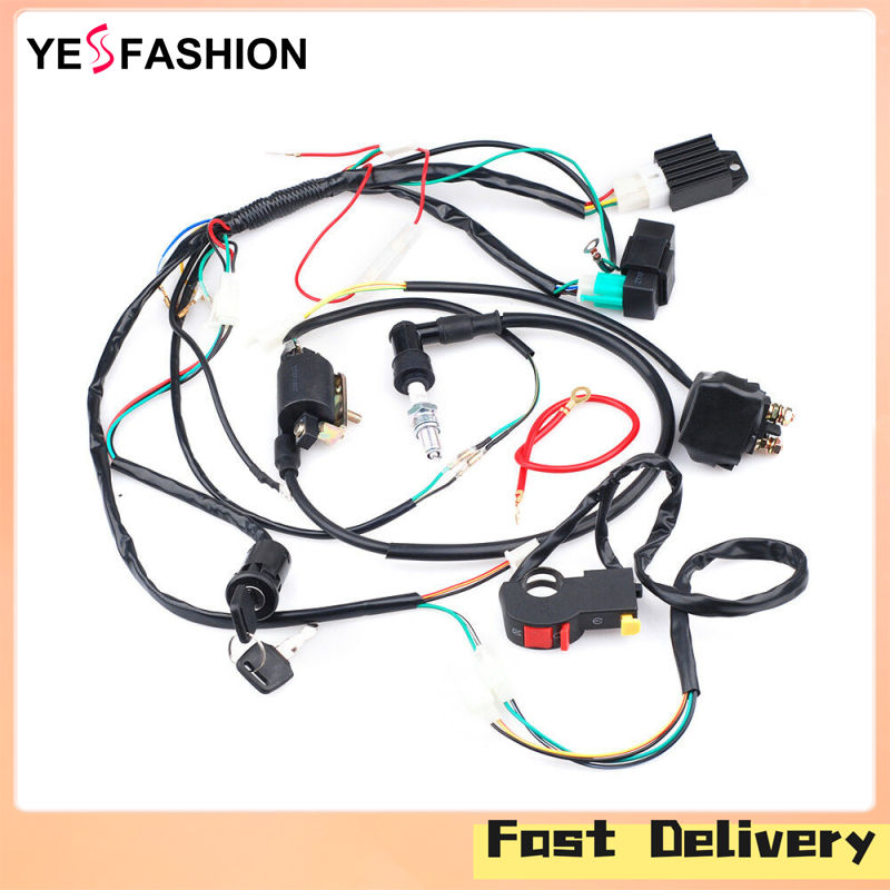 Yesfashion Store IN stock For 50 70 90 110CC ATV Quad Gokart Full Electrics Wire Harness Coil CDI Wiring Set