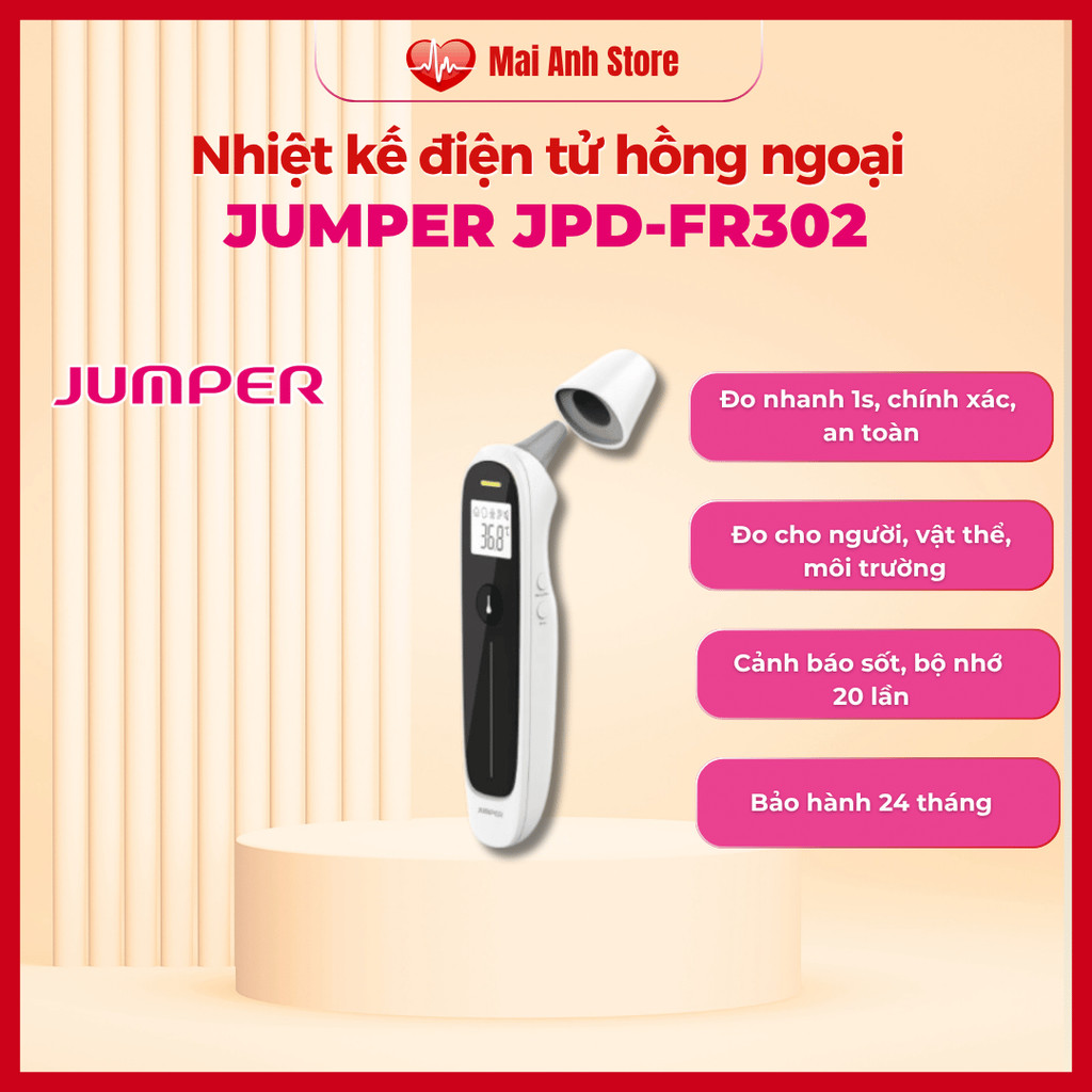 Nhiệt kế điện tử, nhiệt kế hồng ngoại đo trán và tai JUMPER JPD-FR302 không tiếp xúc BH 2 năm