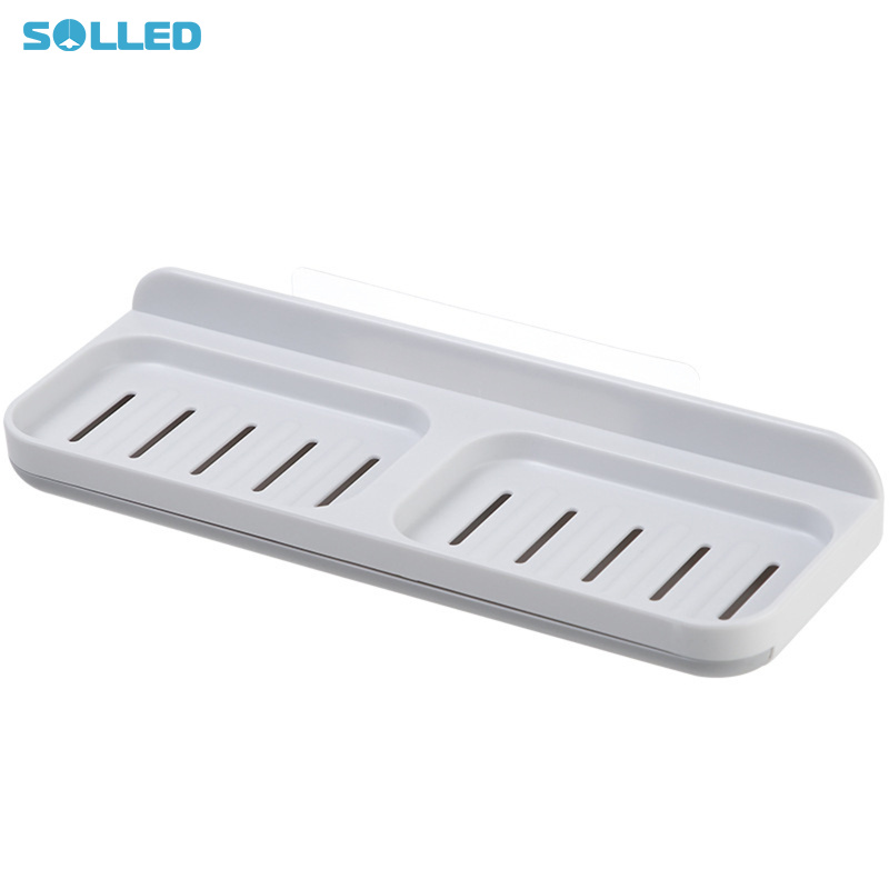 Bathroom Soap Dishes Drain Soap Rack Double-layer Soap Tray Non Perforated Home Wall Mounted Kitchen Sponge Holder