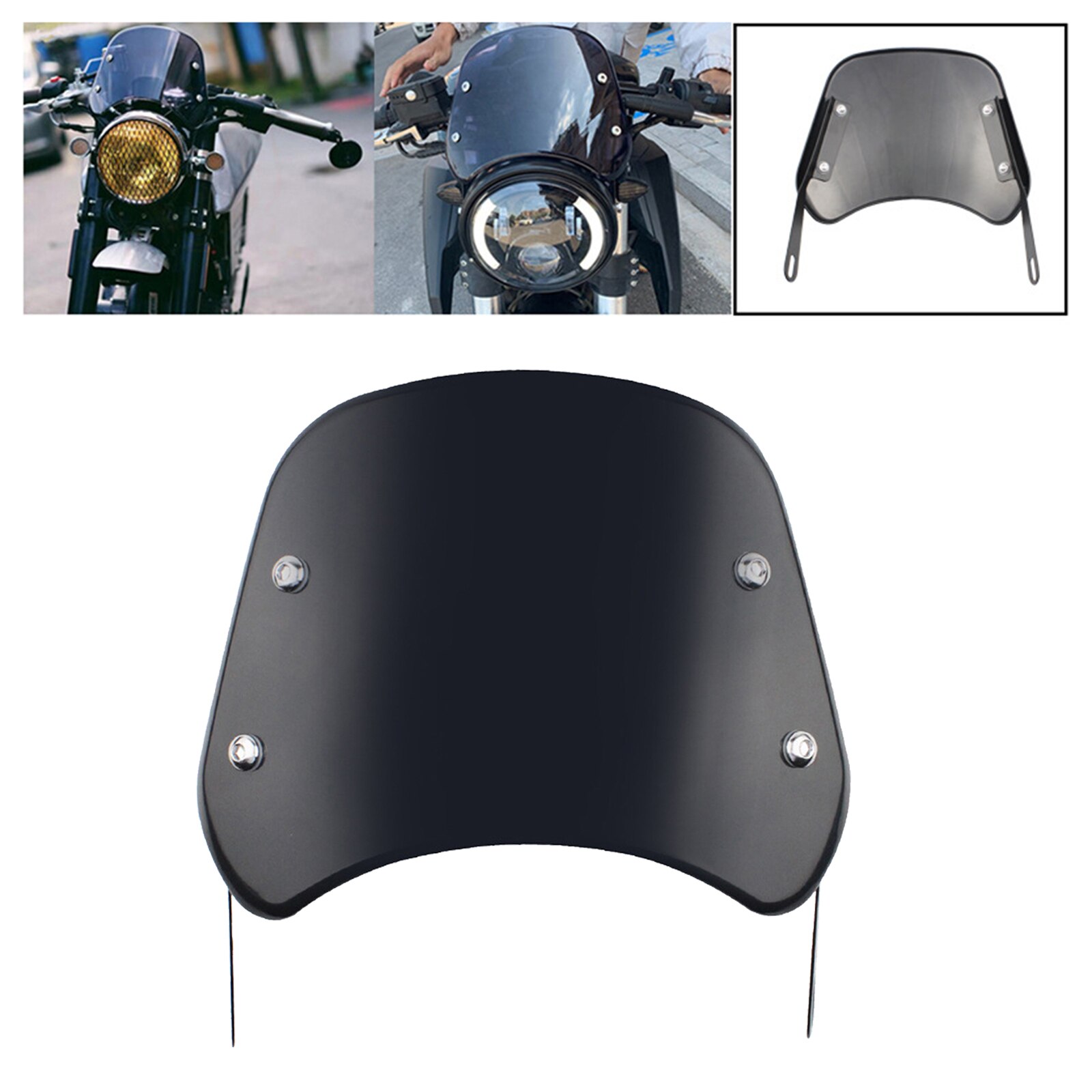 Front 5-7 inch Motorcycle Headlight Windshield Wind Deflector Windscreen Universal for Motorbike Compact Replacement Parts
