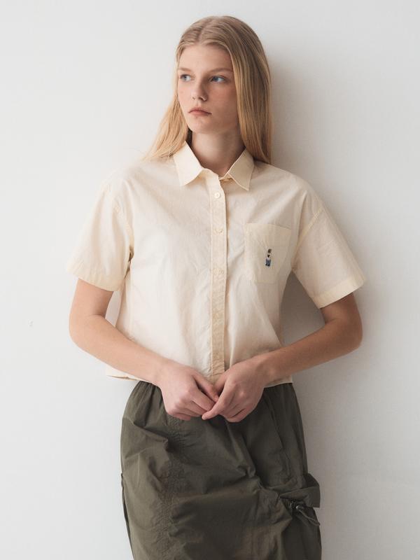 WHOAU Áo Sơ Mi Steve Crop Short Sleeve Shirts_WHYWE2513F