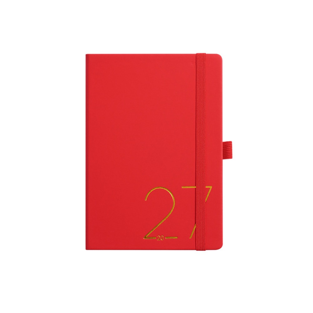 JPTD 12 Months 2027 Schedule Planner Notepad Wear-resistant English A5 Agenda Planning Notebook Calendar Notebook Leather Cover Office Work Planner School Office Supplies