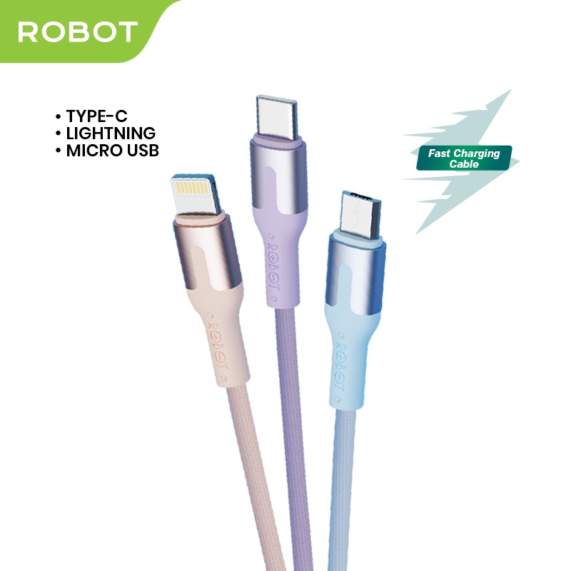 ROBOT Kabel Data RTM/RTL100/RTC Type C Micro USB Lighting 1M Data Cable Original Garansi 1 Tahun Terbaik