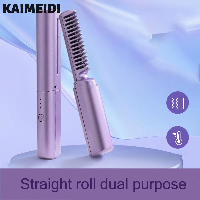 KAIMEIDI Lược duỗi tóc thẳng máy duỗi tóc không dây sạc USB nhỏ di động du lịch uốn và duỗi thẳng
