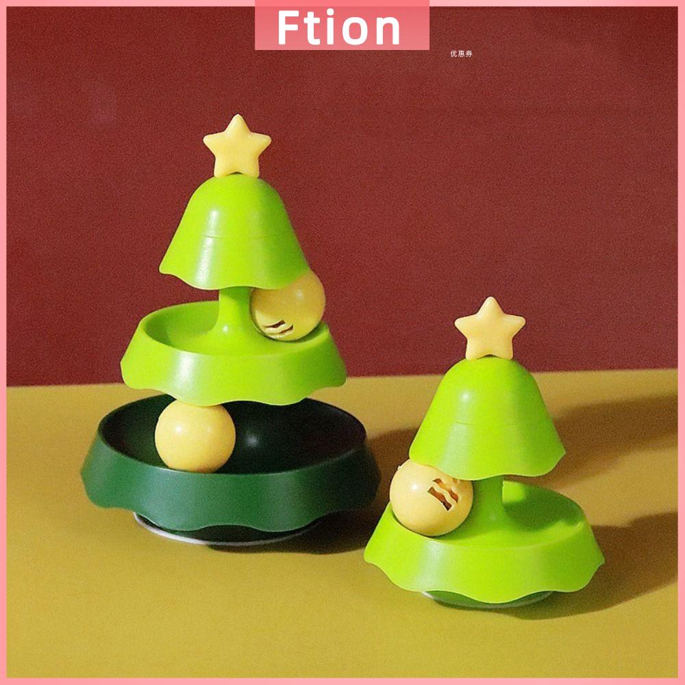 FTION Nhựa Đồ chơi theo dõi mèo Kích thước nhỏ Cây giáng sinh Đồ chơi bóng xoay cho mèo  Đồ dùng cho thú cưng Đồ chơi trêu ghẹo mèo