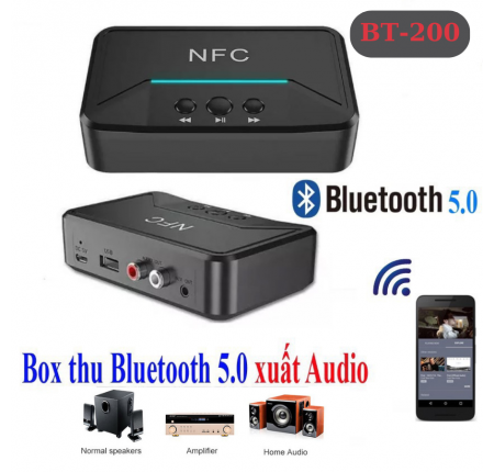 Box thu phát bluetooth không dây nfc bt200 cho loa-amply