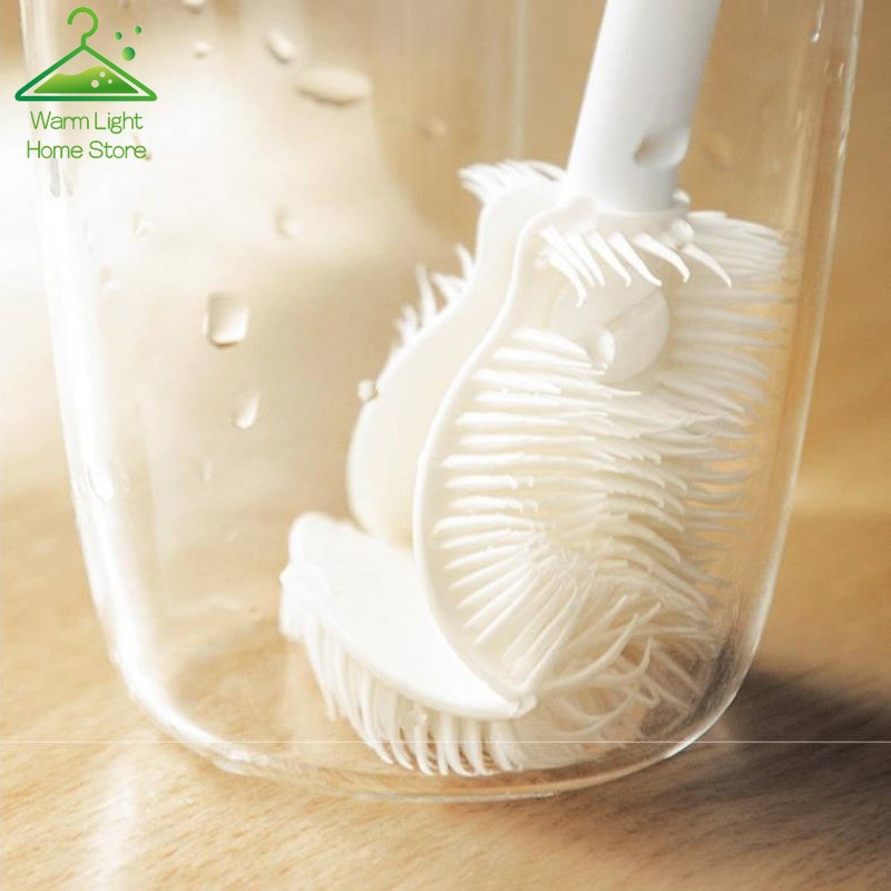 Multi-Functional TPE Bristles Cleaning Cup Brush Long Handle Milk Bottle Glass Cup Hangable Practical Kitchen Cleaning Tool