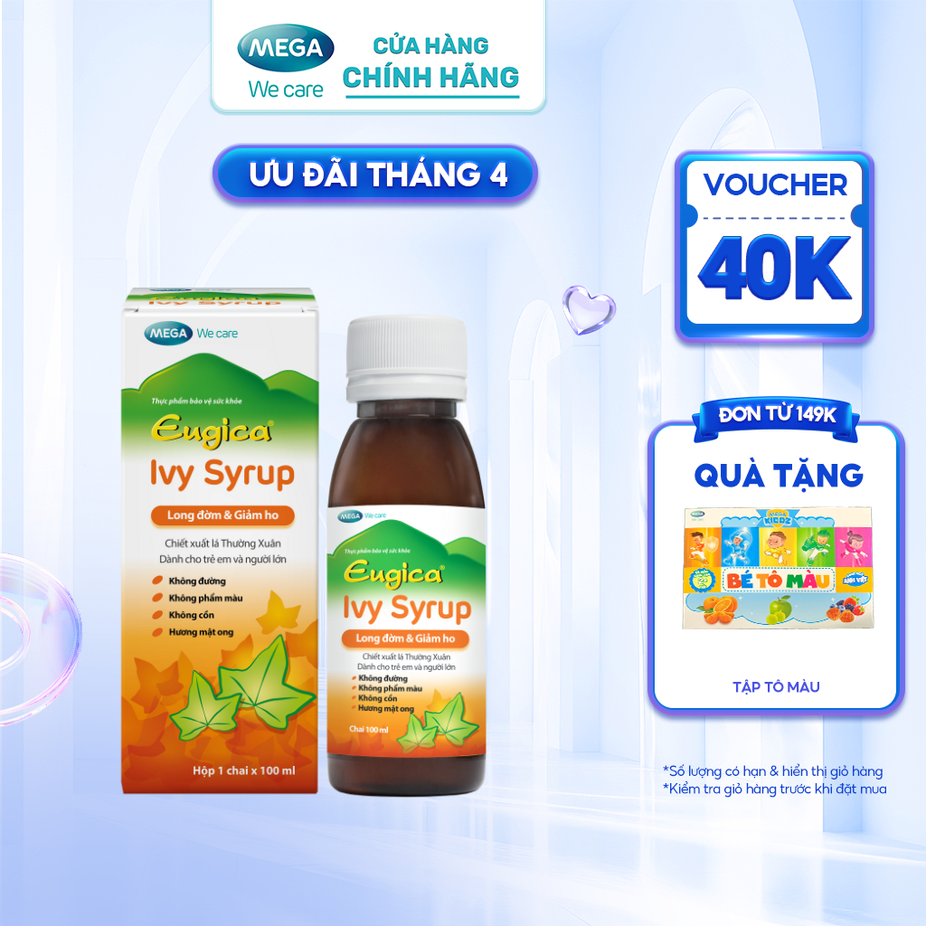 Siro thảo dược cao lá thường xuân hỗ trợ long đờm, giảm ho EUGICA IVY SYRUP  (Hộp 1 chai x 100 ml)