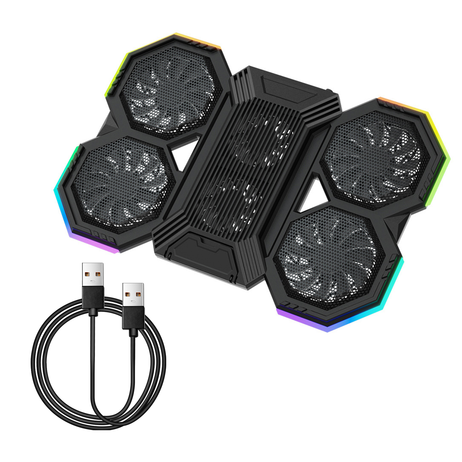 Wj Tiếng Ồn Giảm thiểu máy tính xách tay Cooler máy tính xách tay làm mát RGB cây làm mát máy tính xách tay với chiều cao có thể điều chỉnh cho chơi game máy tính xách tay tiếng ồn thấp Máy làm mát di động pad với đèn nhiều màu