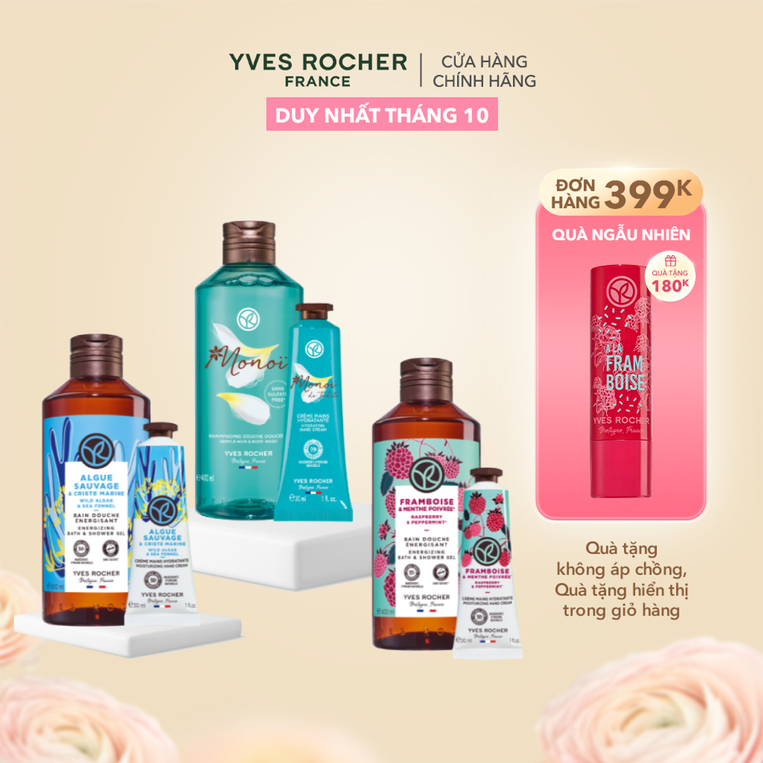 Combo Sữa Tắm Thiên Nhiên Yves Rocher và Kem Dưỡng Da Tay 400mlx30ml