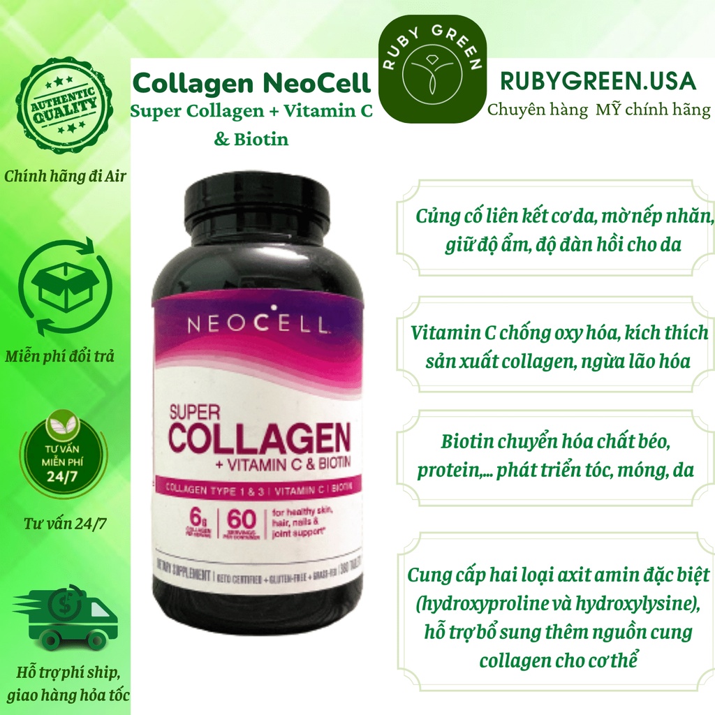 Xả lỗi vỏ do vận chuyển Viên uống Collagen Neocell Super Collagen +
