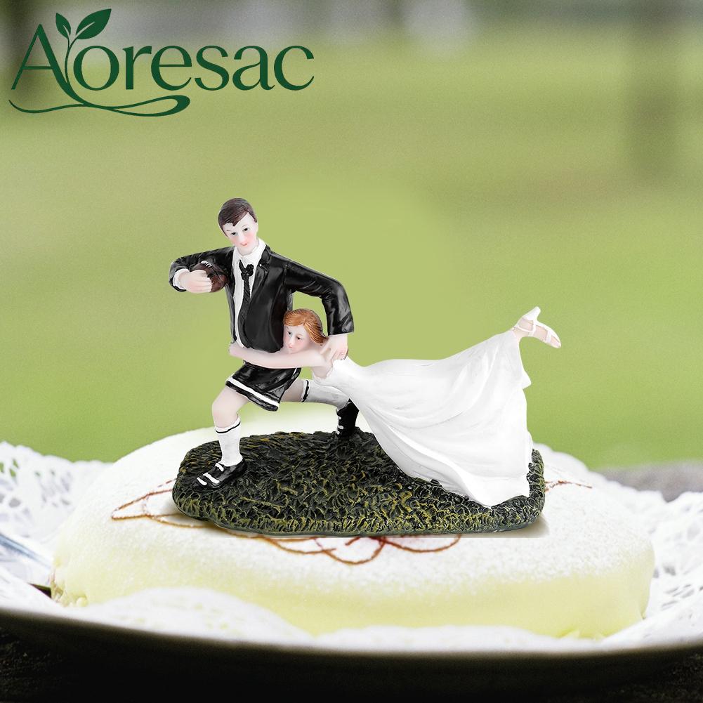 Aoresac โรแมนติกเจ้าสาวเต้นรำคู่ตุ๊กตาเค้กแต่งงาน Topper ตกแต่ง ราคา 669 บาท*ส่งฟรี
