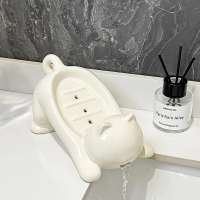 VINTLOOK Cute Cat Design Soap Dish with Drainage for Bathroom Kitchen & Washroom