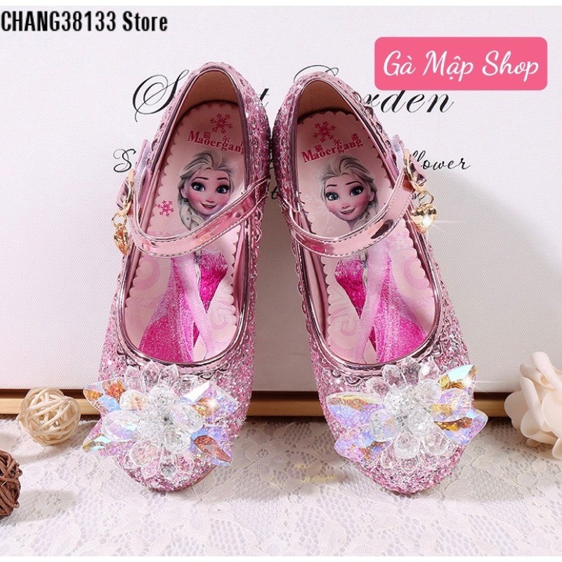 Chang38133 store hot●giày công chúa elsa nhập khẩu cao gót kim tuyến cho bé gái